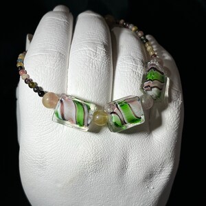 Glass bead with Tourmaline Bracelet