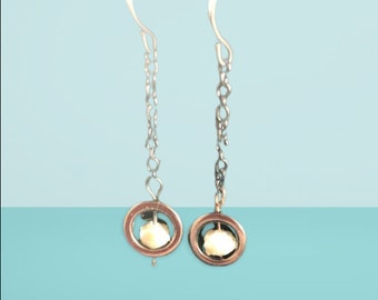 Hematite Dangle Earrings: Pearl Center