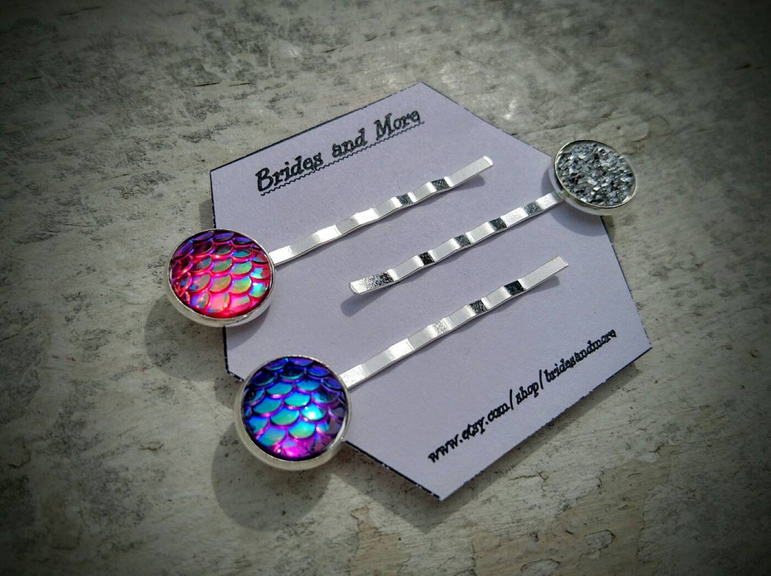 3 Mermaid Hair Clips Fish Scale Hair Clips Dragon Scale Hair Etsy