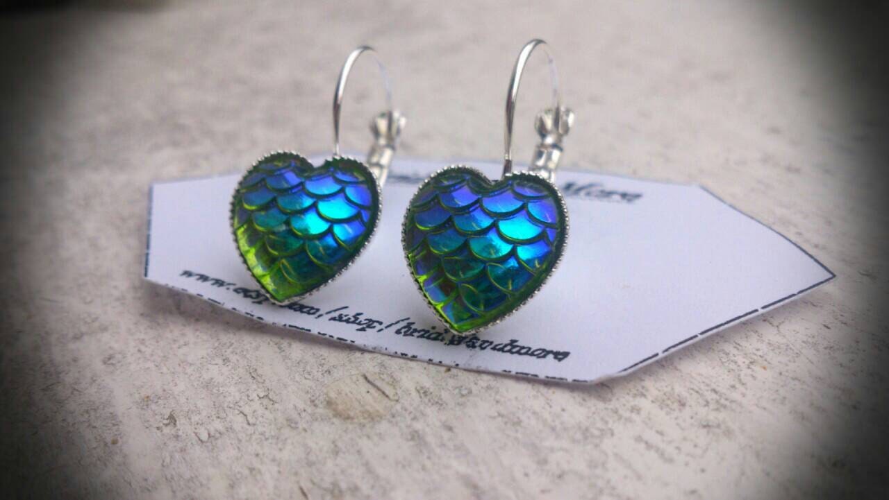 Fish Scale Earrings Mermaid Earrings Disney Jewelry Dragon Etsy
