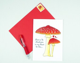 Salutations de Saint-Valentin aux champignons, carte pour jardinier, carte pour notes de champignons, carte d'amour pour anniversaire, Saint-Valentin botanique, carte d'amour drôle