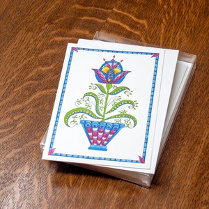 Folk art card assortment, botanical card set, floral note cards image 10