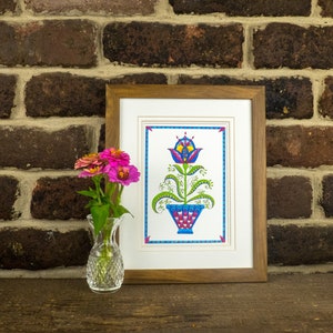 Tulip birthday card, tulip folk art, spring flower card image 10