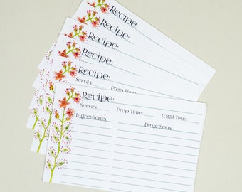 Sundew Recipe Cards,  Hostess gift, Housewarming gift, 4 x 6 recipe card
