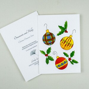 Biglietto di auguri con ornamenti natalizi, biglietto con palline di Natale, biglietto artistico natalizio, biglietto di auguri, biglietto invernale