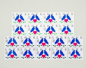 25 Blue Bird stamp set, Love birds, 'True Blue' Love stamps, Love series stamps, wedding stamps