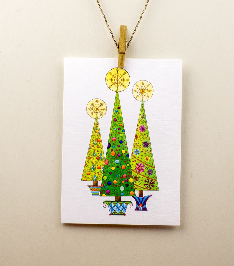 Retro Christmas tree wall art Mid century modern Christmas Etsy