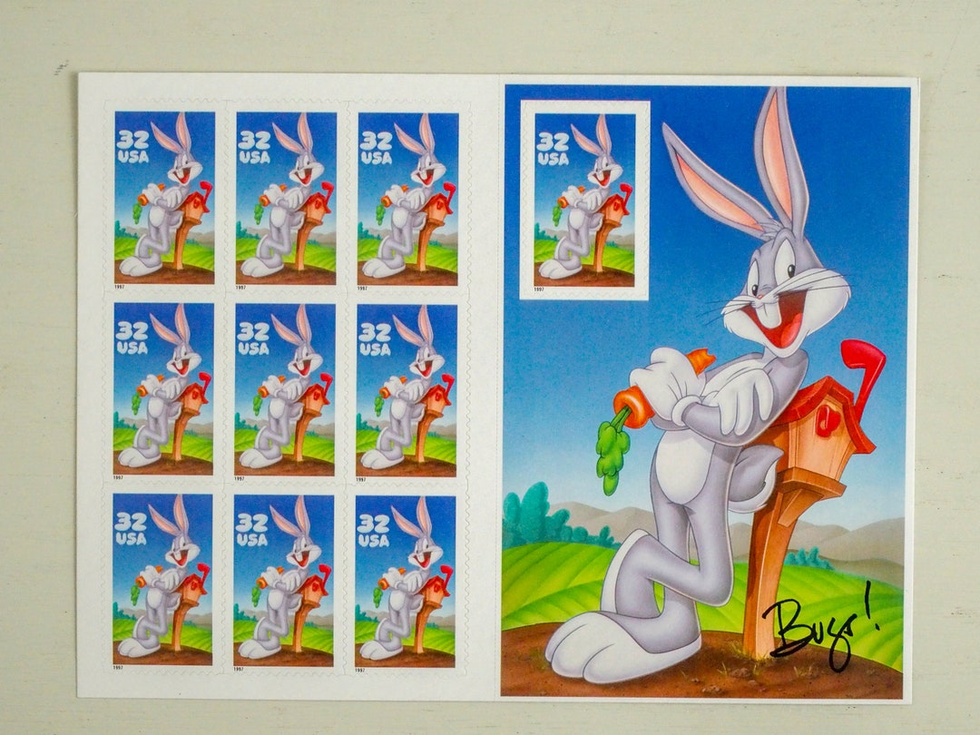 10 Bugs Bunny Stamps, Looney Tune Series Postage Stamps, Cartoon Stamps ...