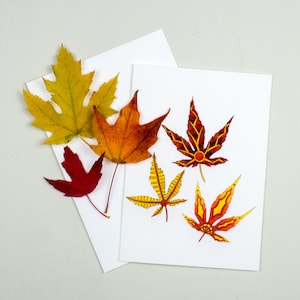 Carte feuille d'érable du Japon, carte d'automne, feuilles d'automne, carte d'action de grâces, carte des couleurs d'automne, série jardin