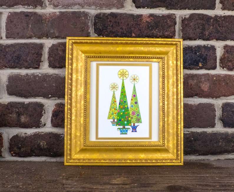 Retro Christmas tree wall art Mid century modern Christmas Etsy