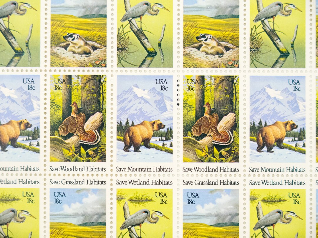 50 Animal stamps, Habitat stamp set, Preservation of Wildlife Habitat
