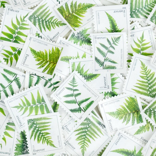 10 Vintage fern stamps, wedding invitation postage, collectible fern stamps, stamps with plants