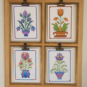 Folk art card assortment, botanical card set, floral note cards image 2