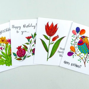 Conjunto de cartões de aniversário, cartões botânicos com sentimentos de aniversário, conjunto de cartões variados, multipack de aniversário