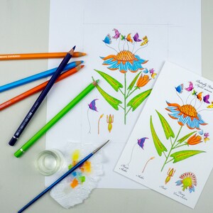 Carte de voeux fleur papillon, carte-cadeau botanique, papeterie papillon, carte fleur fantaisiste