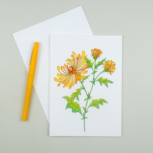 Carte de voeux chrysanthème, carte de fleurs d'automne, carte de maman automne, carte de jardinier, série jardin