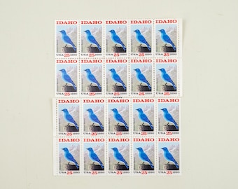 25 Mountain Bluebird stamps, Idaho state bird stamps, blue wedding stamps, stamps for bird lovers