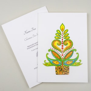 Carte de sapin de Noël, carte de vœux d'art folklorique, cadeau d'hiver, décoration de Noël