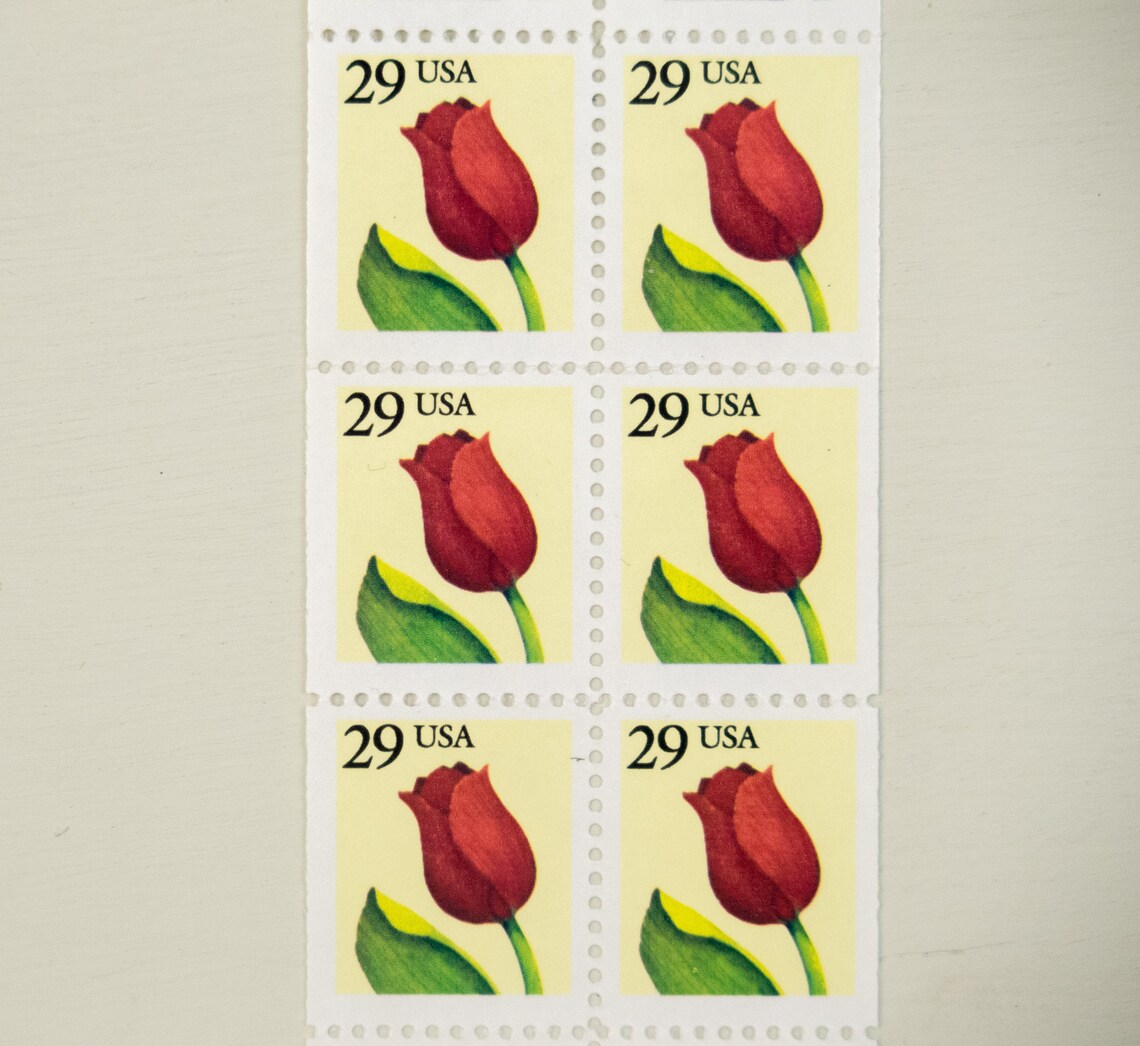 Vintage red tulip postage stamps Tulip flower stamps Red Etsy
