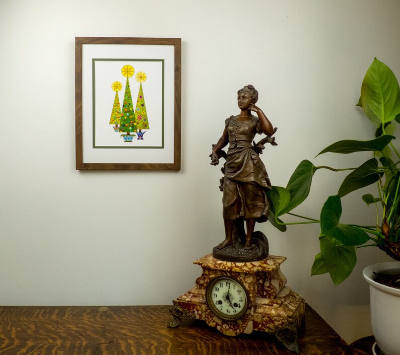 Retro Christmas tree wall art Mid century modern Christmas Etsy