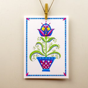 Tulip birthday card, tulip folk art, spring flower card image 5