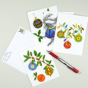 Set di piccoli biglietti di auguri con ornamenti natalizi, set di biglietti di auguri per le feste, articoli di cancelleria natalizi