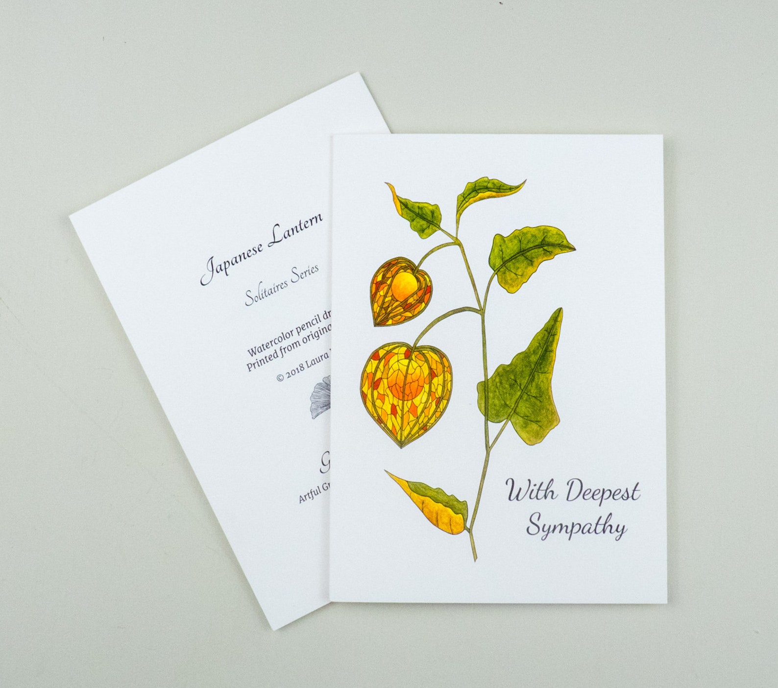 Japanese Lantern Sympathy Card Flower Condolence Card Etsy