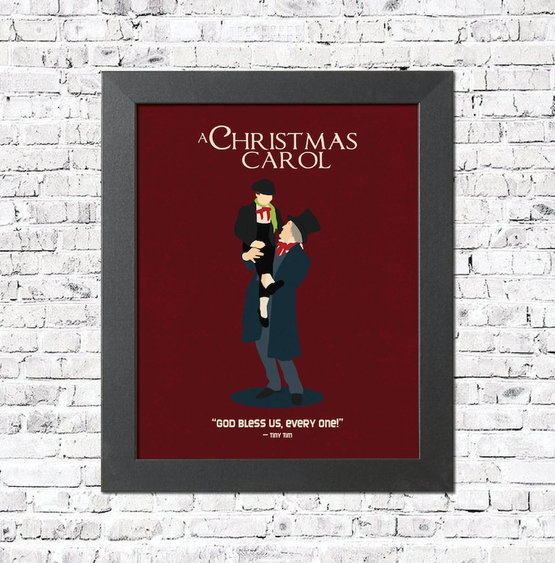 A Christmas Carol Print Tiny Tim Quote, Minimalist Holiday Decor