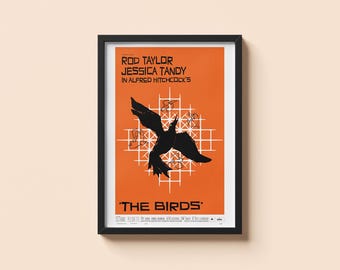 The Birds Movie Poster: Hitchcock Film Art, Retro Thriller Print