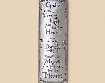 God's Blessing on This House  Room Blessing, Pewter, Jewish Mezuzah, Christian Mezuzah Cover, Home Blessing, 1.25" x 5" Crafted USA, RB217