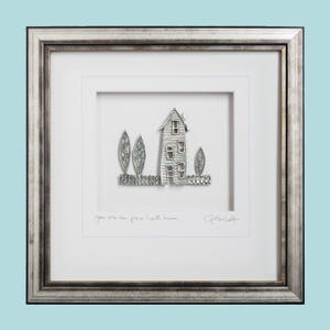 You are the place I call home, Pewter Cottage, Framed, 9” x 9” Wood Frame, Signed Mat, Cynthia Webb Designs