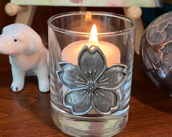 Cherry Blossom Votive Holder,  2 x 2.6" tall, Cynthia Webb Designs