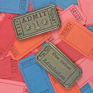 Admit One Ticket - Pewter Pocket Token, a Play on Admission Ticket, 2 1/16&quot; x 1 1/16&quot; x 1/8&quot;, Cynthia Webb Designs