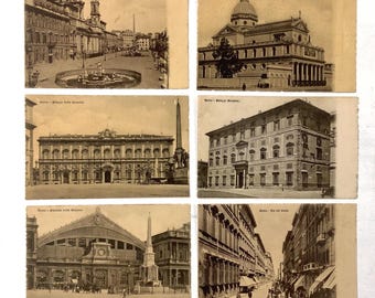 Vintage Rome Postcards, 6 Sepia Italian Prints, Timeless Italian Ephemera for Framing, Journals & Scrapbooks