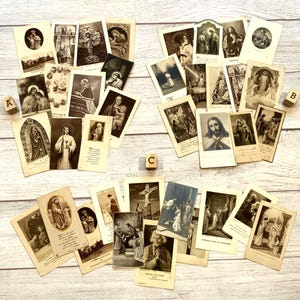 12 cartes de communion religieuse vintage françaises - signets bibliques anciens, articles de remplissage de poche pour journal indésirable, journal biblique ou éphémères de scrapbooking