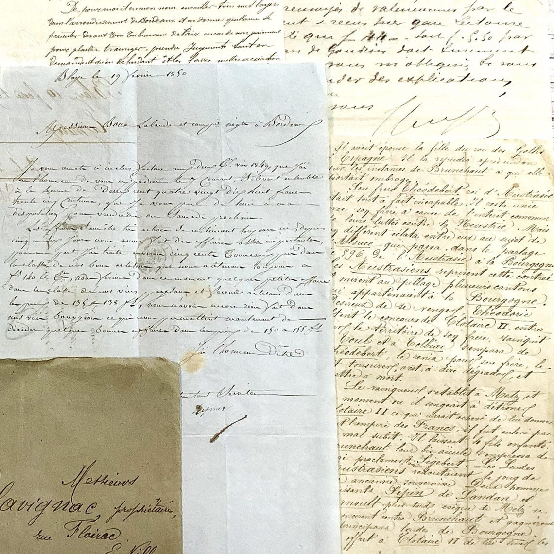 Antique French Handwritten Letters and Documents Bundle (1800s- Early ...