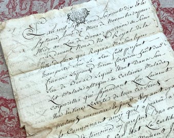 Antique French Will, 1770 Notary Document, Cotton Rag Paper