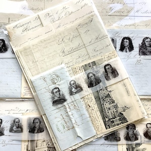 Antike französische handgeschriebene Papiere, 1880er bis Anfang 1900, authentische Vintage Briefe & Notizen für Junk Journaling, Scrapbooking, Collage Art