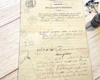 1846 French Legal Manuscript, Conservation des Hypotheques, Handwritten Calligraphy, Antique Document