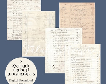 フランスアンティーク　大判帳簿１冊　a210 本物のアンティーク フランス製手書き折り畳み式帳簿/手紙 2冊セット