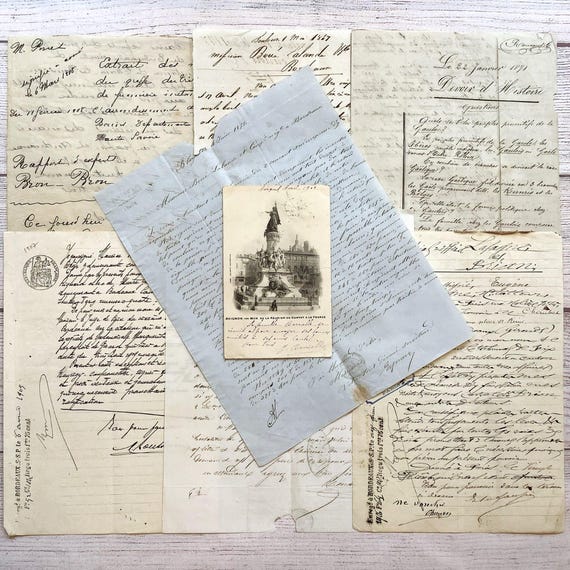 1880年代から1900年代初頭にかけてのフランスのアンティーク手書き紙 