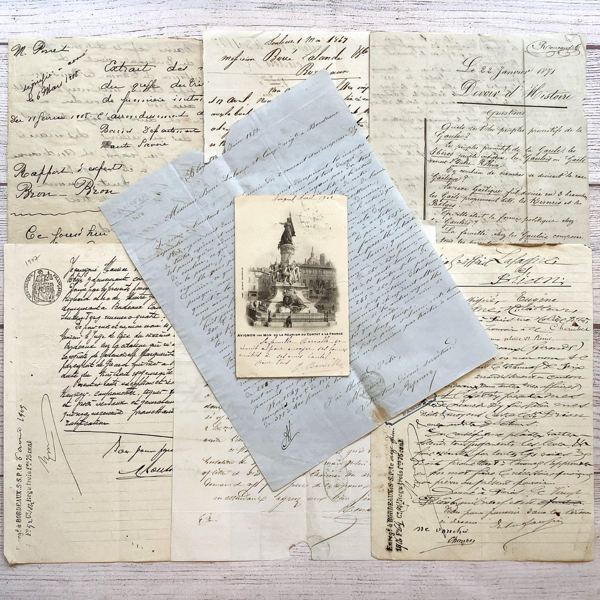 アンティーク　フランス　1800年代初期　紙　手紙　新聞紙　楽譜　葉書　本　書類 アンティーク フランス 1800年代初期 紙 手紙 新聞紙 楽譜 葉書 本