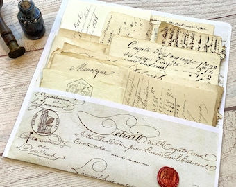 1800年代のフランスの手書きの手紙、アンティークの法的および個人的な