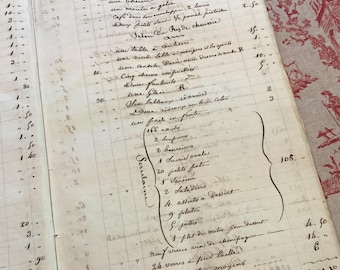Antique French Inventory Ledger c. Mid 1800s, Estate Succession Document, 36 Page Handwritten Manuscript
