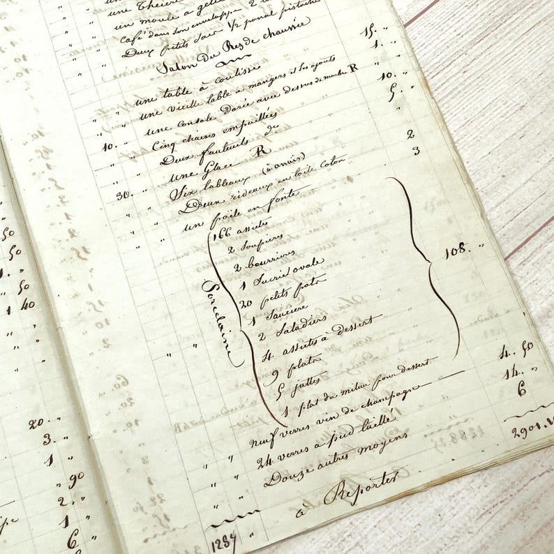 Antique French Inventory Ledger C. Mid 1800s, Estate Succession ...