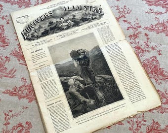 Antique French Newspaper 1872 L’Univers Illustré Original Engravings Ephemera
