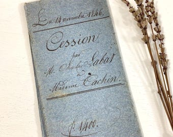 1846 French Handwritten Legal Document Antique Manuscript Vintage Ephemera Junk Journal Supply Historic Paper Calligraphy Decor