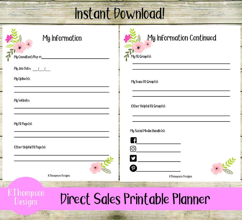Direct Sales Printable PDF Planner, Digital Download Binder, Direct ...
