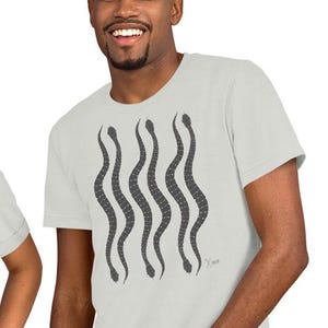 Snake T-Shirt Hand Drawn Serpent Pattern Tee - Bold Reptile Graphic Shirt - Unisex Cotton Snake Design