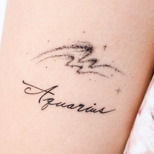 Aquarius Tattoo Mini Minimal Zodiac Tattoo Constellation Galaxy Zodiac Sign Tattoo Realistic Temporary Tattoo Stickers  tatouage temporaire